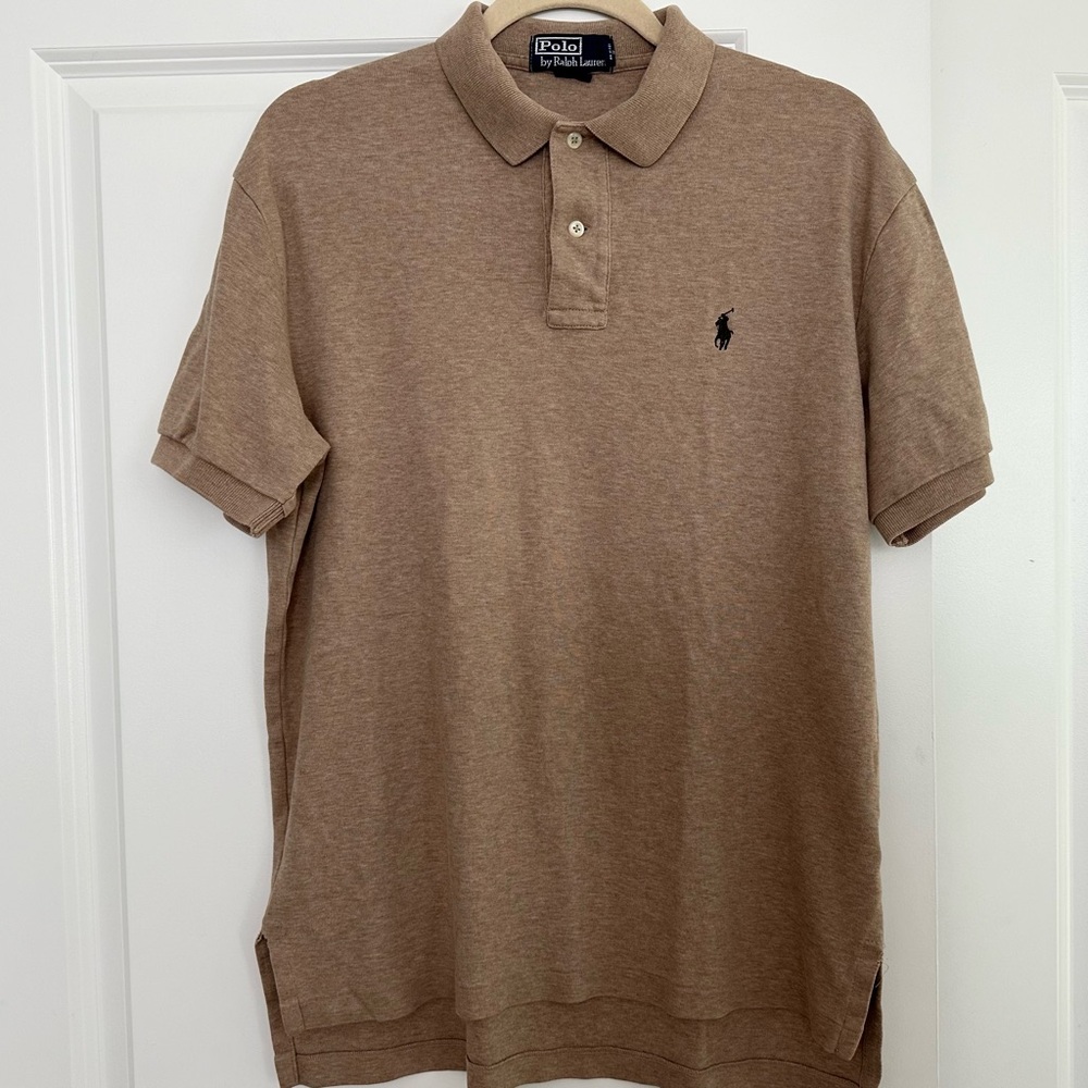 Polo by Ralph Lauren Tan / Brown Polo Shirt With Olive Green Iconic Logo Horse